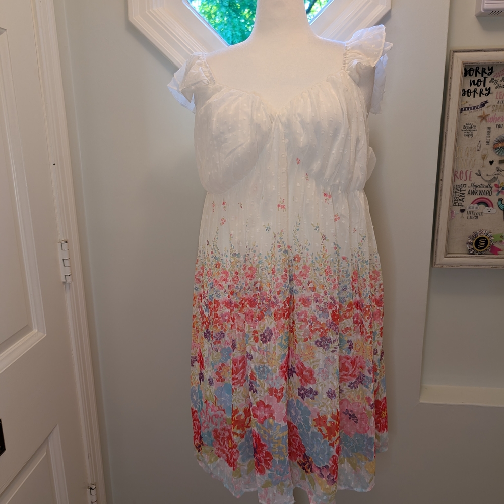 Floral Dress - White and Multicolor